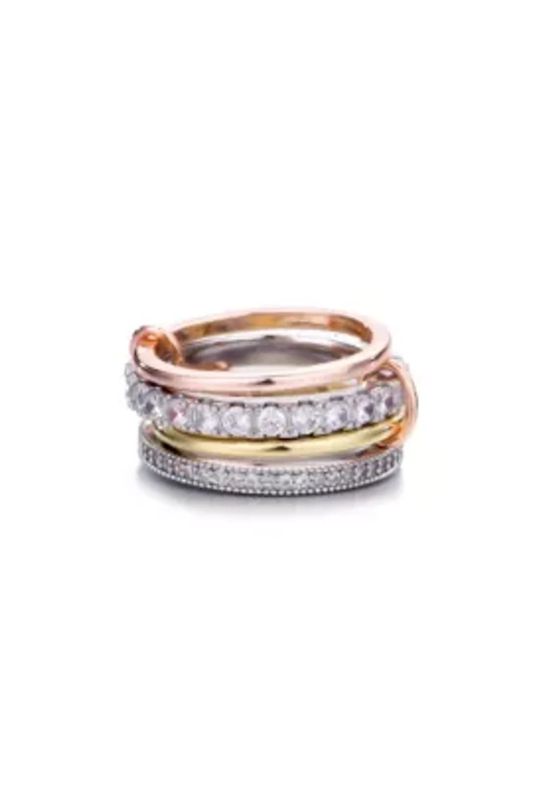 Mixed Metal 4-Layer Crystal Stack Ring