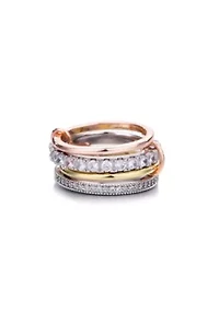 Mixed Metal 4-Layer Crystal Stack Ring
