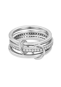 Silver Plated Connected 3-Piece Ring Stack