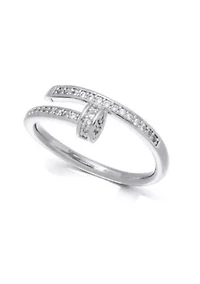 Silver Plated CZ Nail Ring