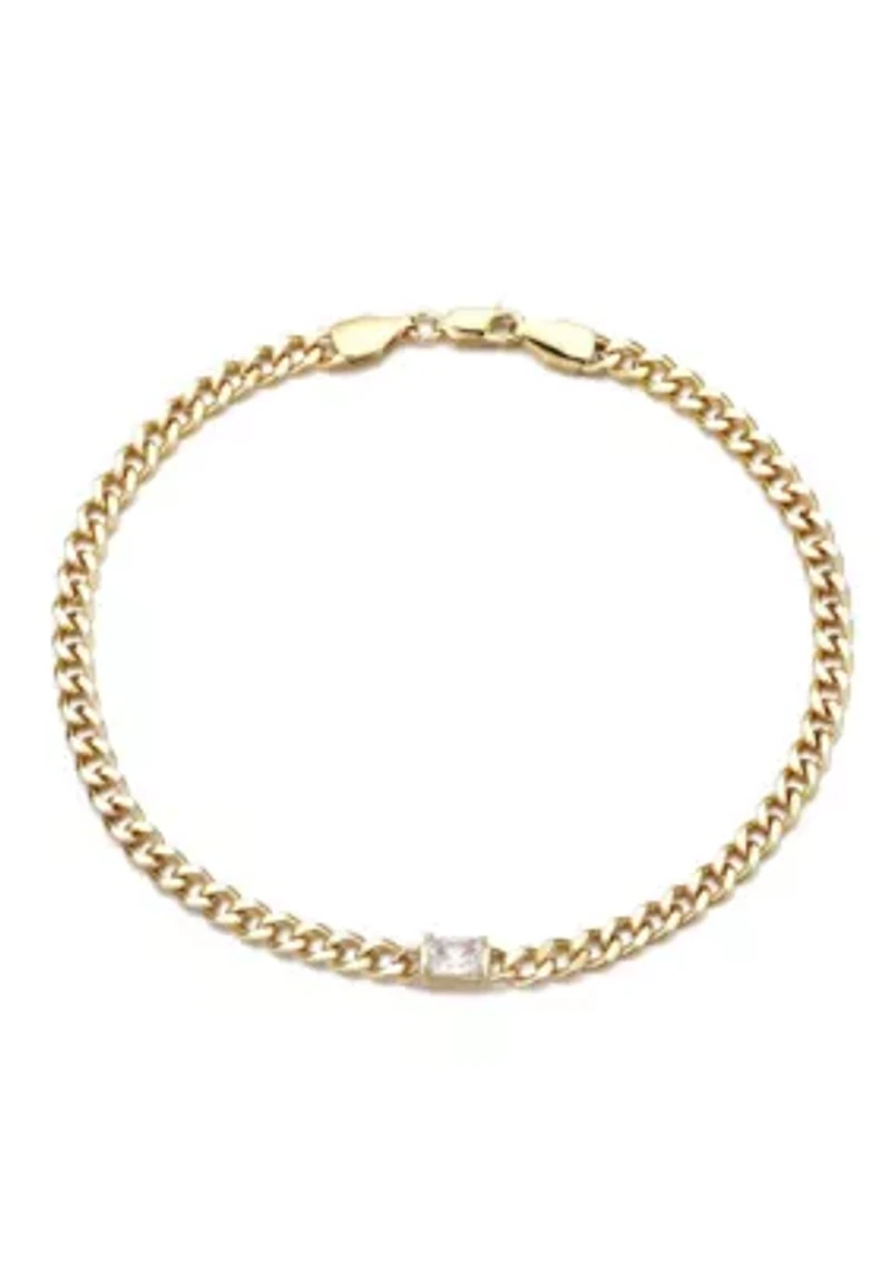 14k Gold Plated Crystal Curb Chain Anklet