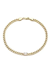 14k Gold Plated Crystal Curb Chain Anklet