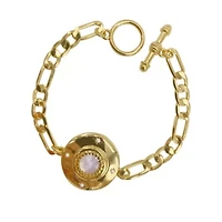14k Gold Plated Mother of Pearl Disc Toggle Bracelet