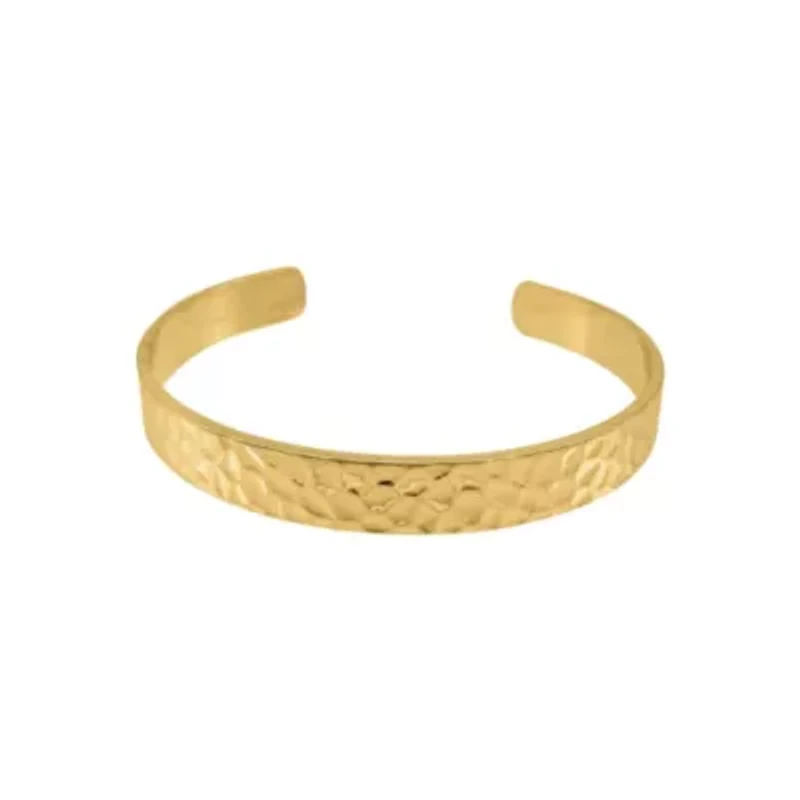 Tarnish Resistant 14k Gold Plated Hammered Cuff