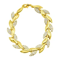 14k Gold Plated Crystal Leaf Bracelet
