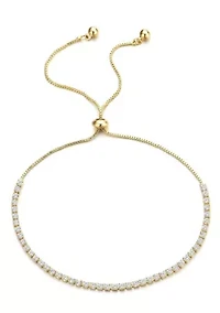 14k Gold Plated Adjustable Tennis Bolo Bracelet