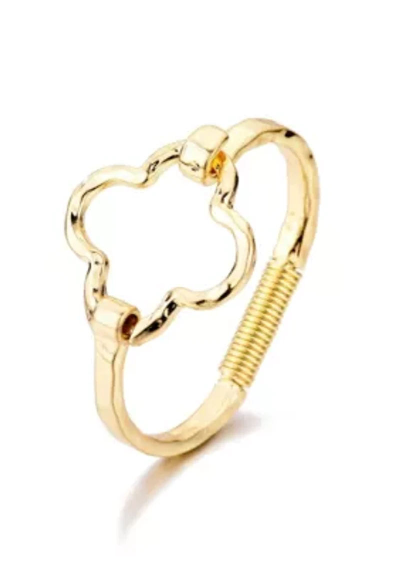 Hammered Clover Open Clover Cuff