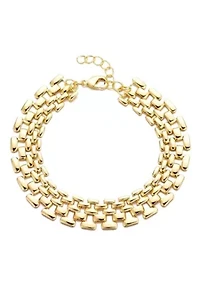 14k Gold Plated Grid Chain Bracelet
