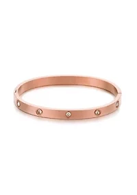 Tarnish Resistant 14k Rose Gold Plated Crystal Eternity Cuff