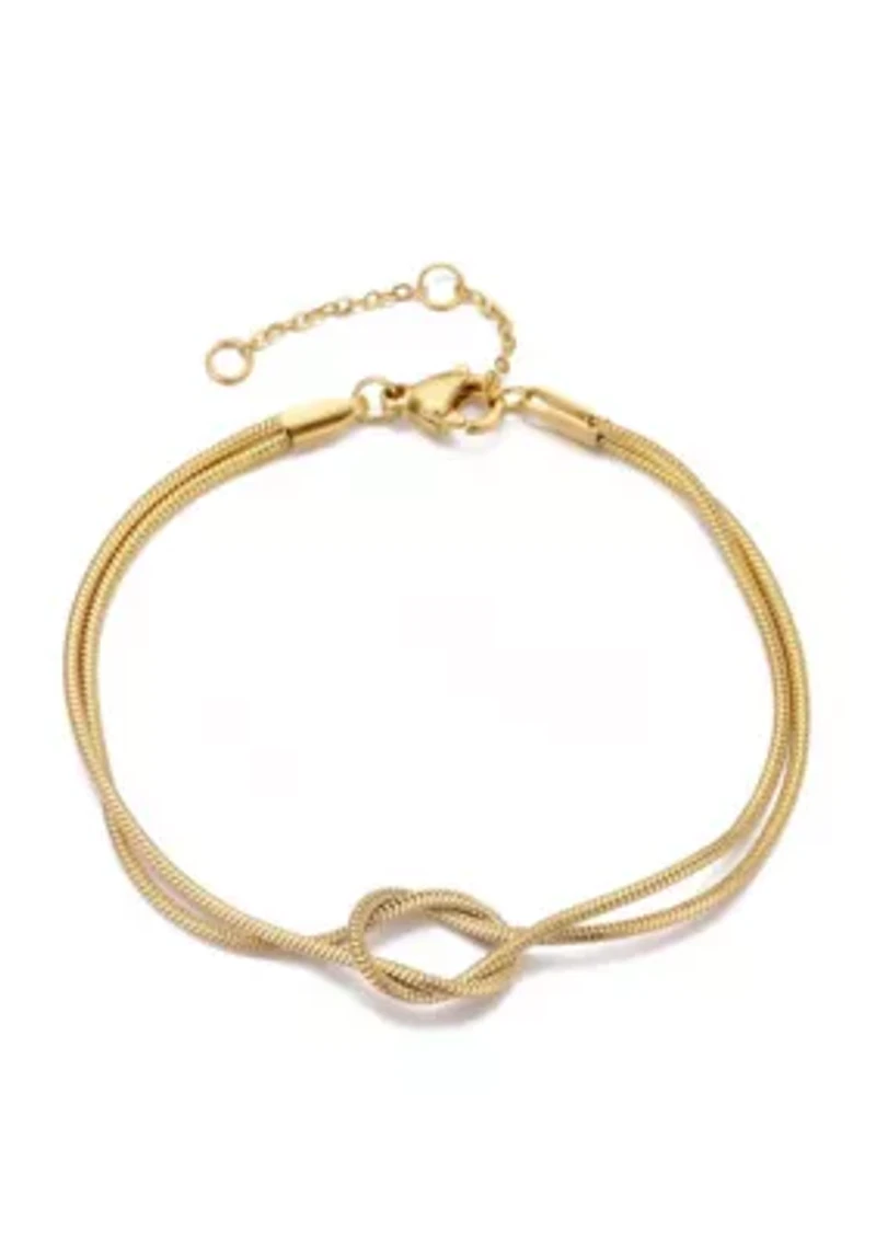 Tarnish Resistant 18k Gold Plated Knotted Rope Chain Bracelet