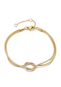 Tarnish Resistant 18k Gold Plated Knotted Rope Chain Bracelet