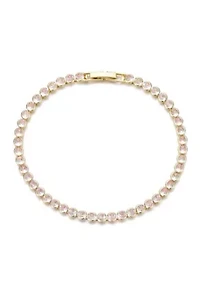 14k Yellow Gold Plated Crystal Bezeled Tennis Bracelet
