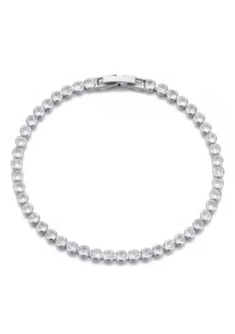 Silver Plated Crystal Bezeled Tennis Bracelet