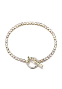 14k Gold Plated Crystal Toggle Tennis Bracelet