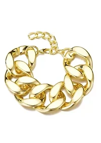 Gold Plated Lightweight Chunky Curb Chain Bracelet