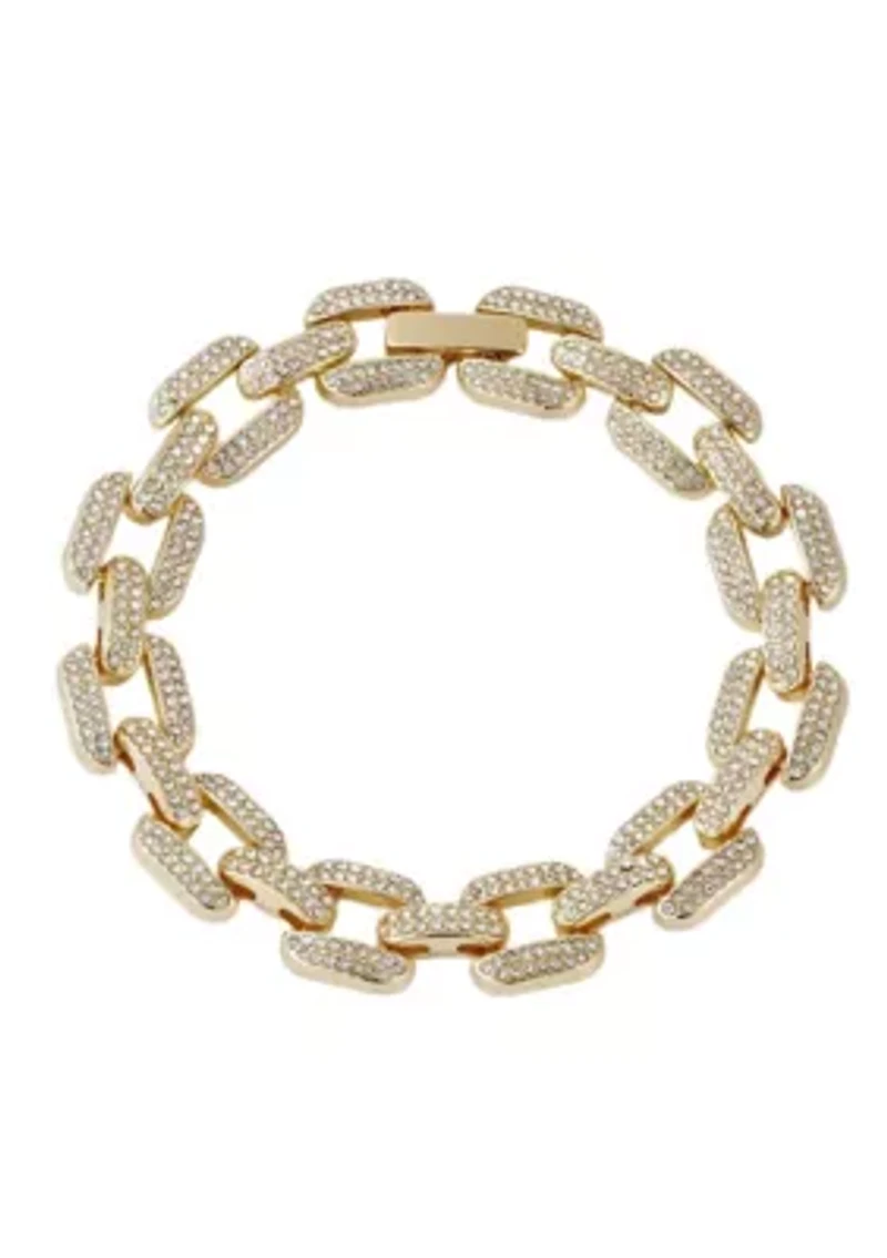 Gold Plated Crystal Encrusted Link Chain Bracelet