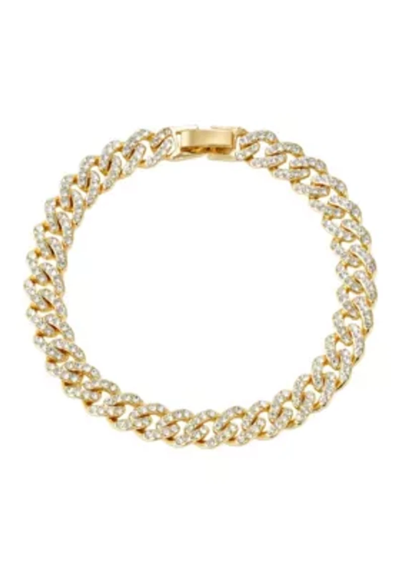 Gold Plated 8mm Crystal Curb Chain Bracelet