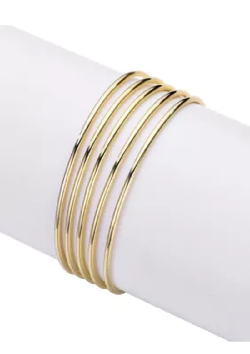 14k Gold Plated 5-Piece Tube Bangle Set