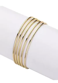 14k Gold Plated 5-Piece Tube Bangle Set