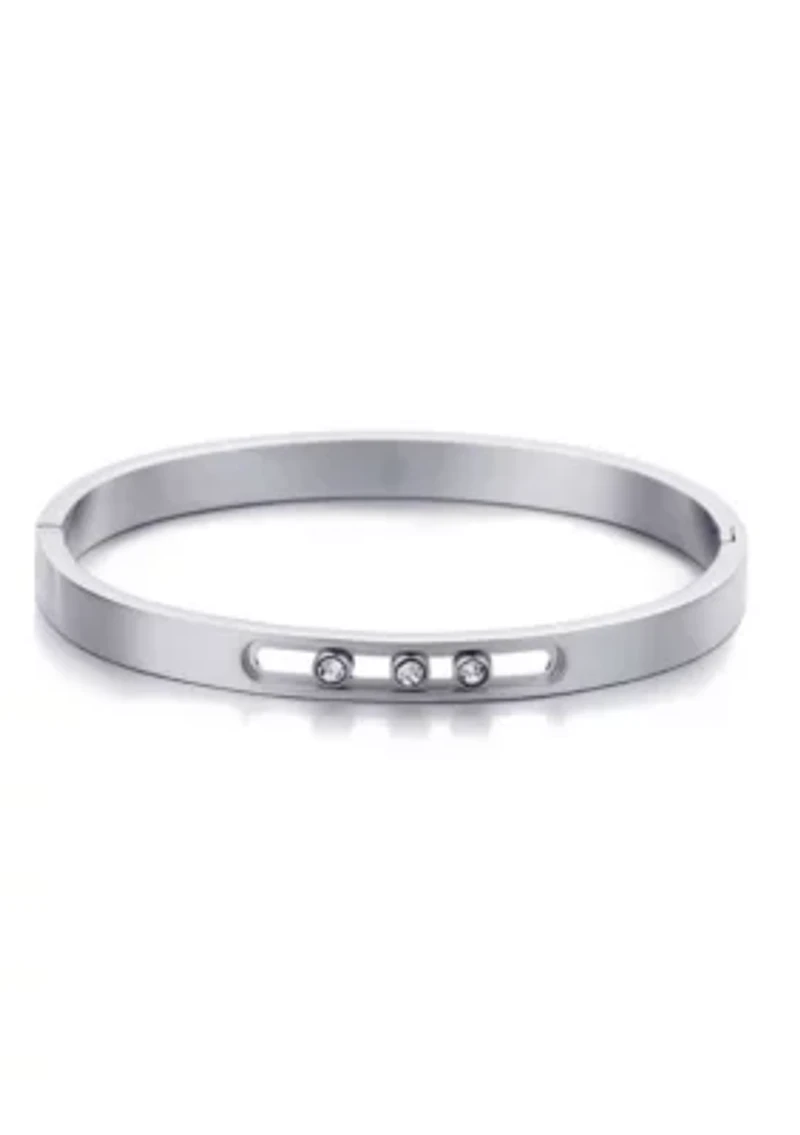 Tarnish Resistant Silver Sliding Stones Cuff