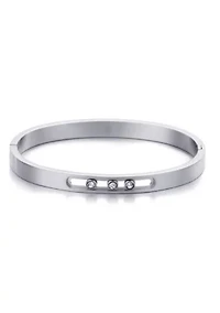 Tarnish Resistant Silver Sliding Stones Cuff