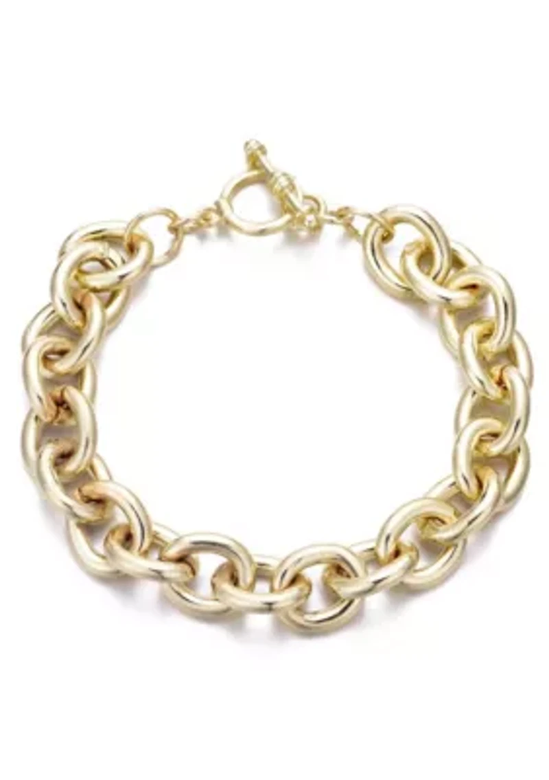 Gold Plated Chunky Oval Link Toggle Bracelet