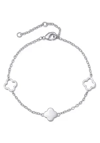 Silver Plated Clover Station Bracelet