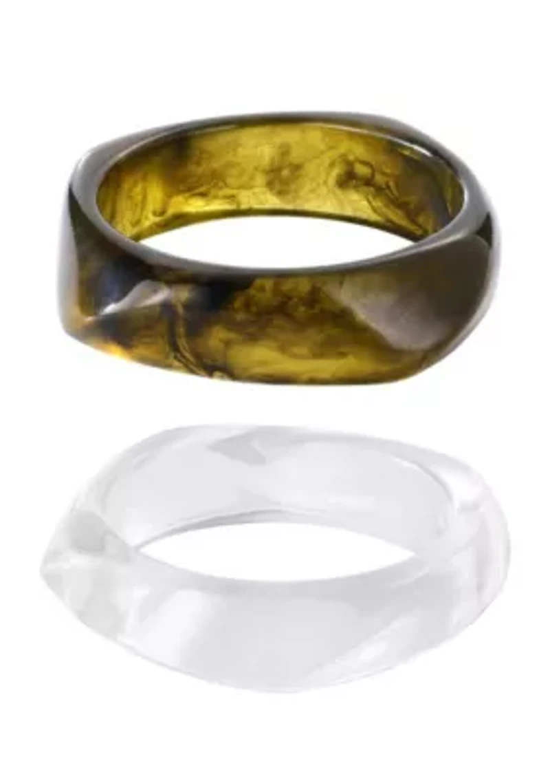 Set of Brown and Clear Bangle Set