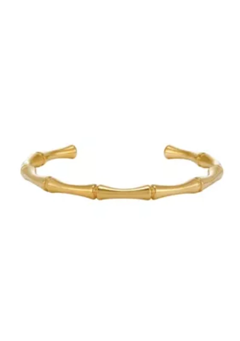 Tarnish Resistant 18k Gold Plated Bamboo Cuff