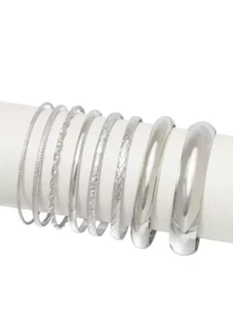 Silver Plated 8-Bangle Set