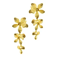 14k Gold Plated 3-Petal Drop Earrings