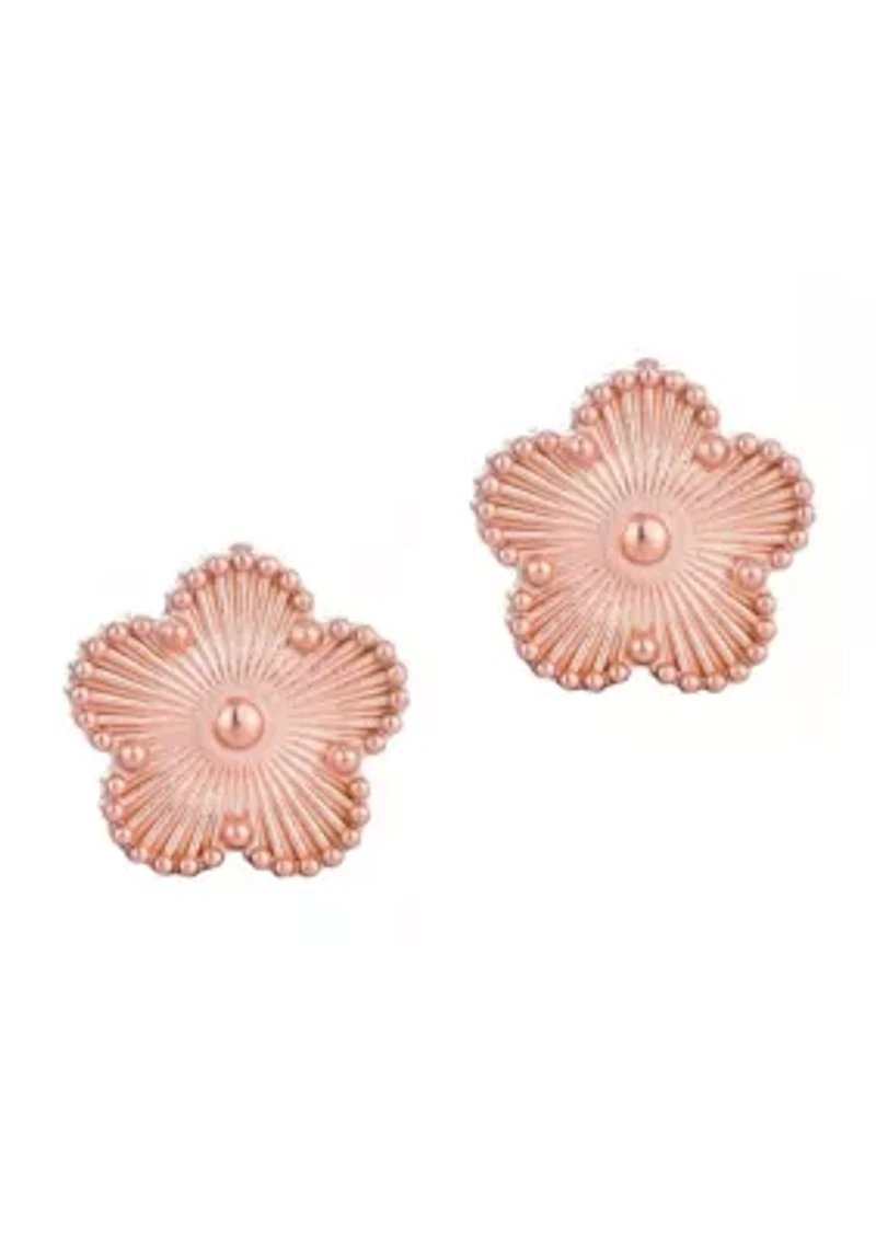 Tarnish Resistant 14k Rose Gold Plated 5-Leaf Clover Stud Earrings