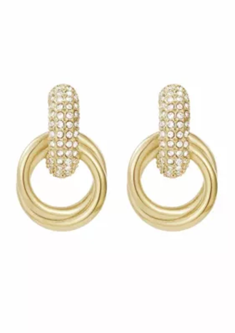Tarnish Resistant 14k Gold Plated Crystal Doorknocker Earrings