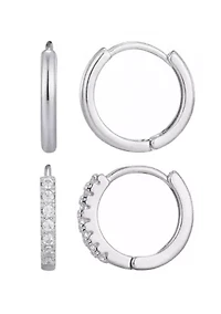 Silver Plated CZ Earring Set