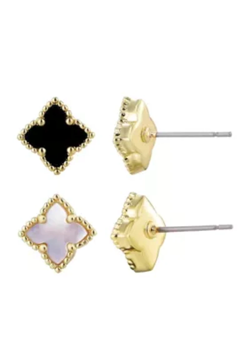 14k Gold Plated Clover Stud Set