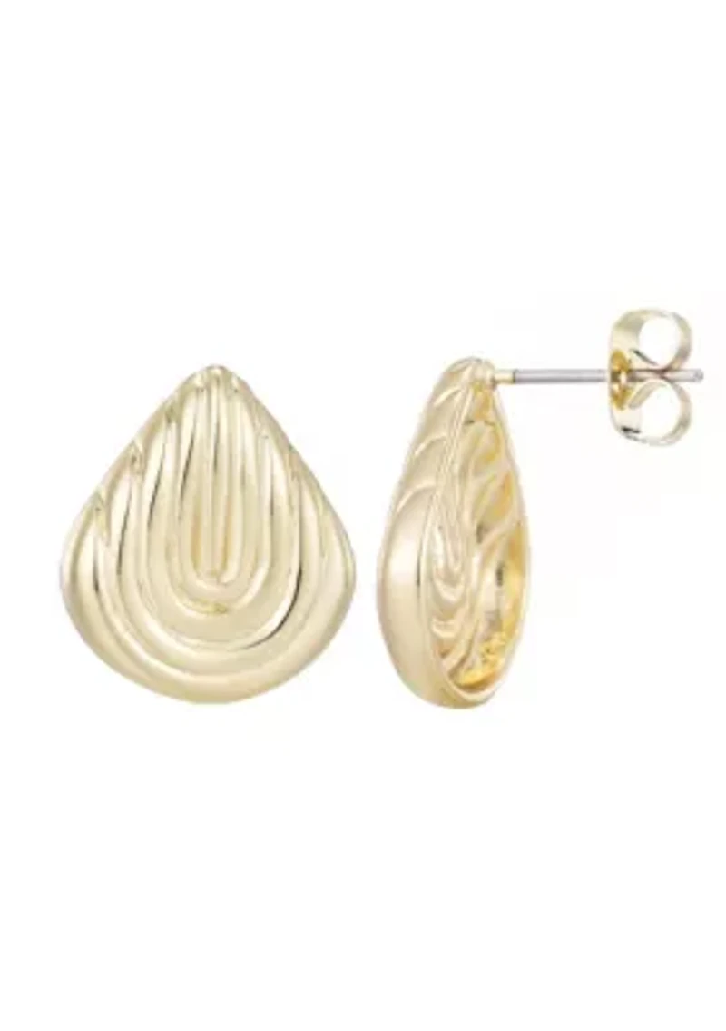 14k Gold Plated Deco Stud Earrings