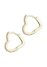 14k Gold Plated Heart CZ Hoop Earrings