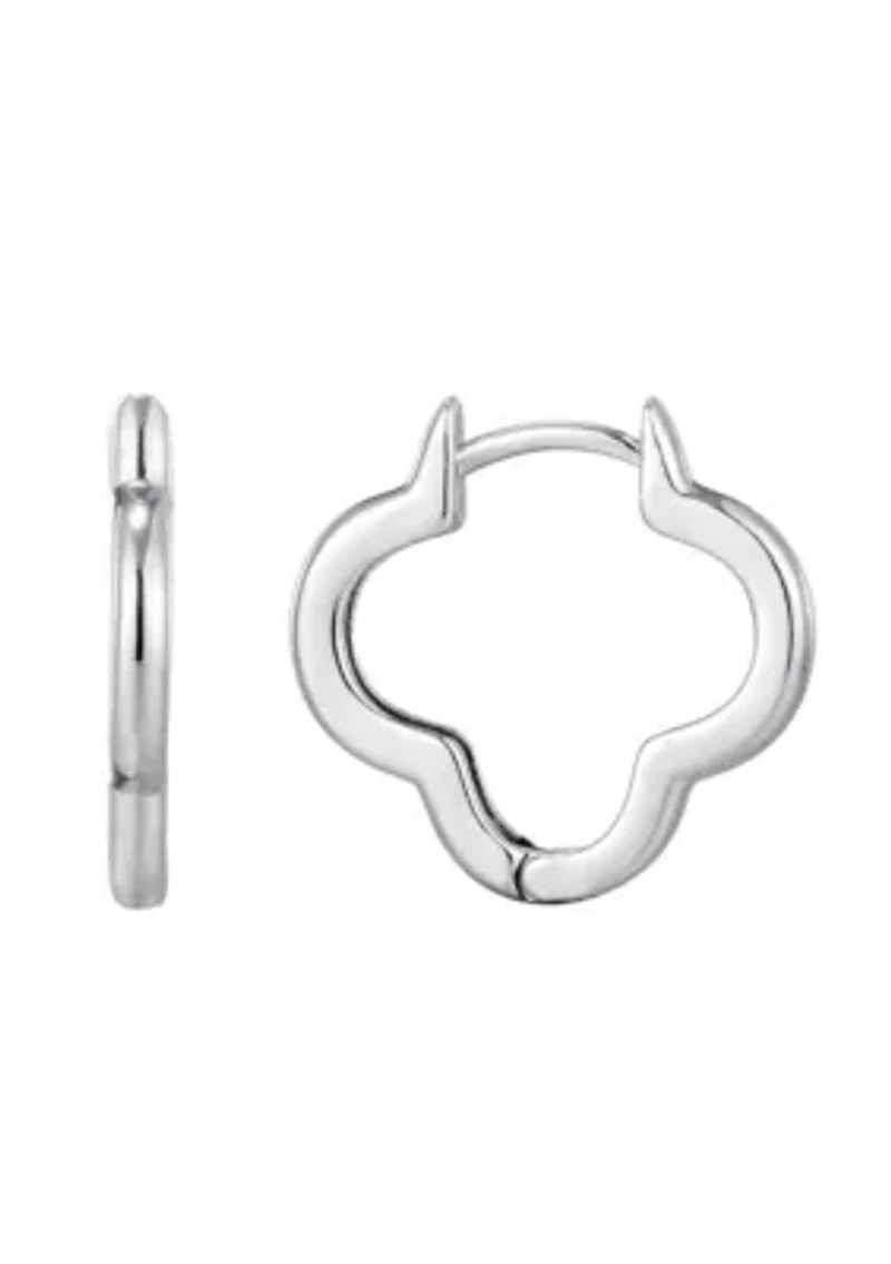 Silver Plated Clover Hoop Earrings