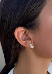 14k Gold Plated CZ Ear Wrap Huggie Earrings