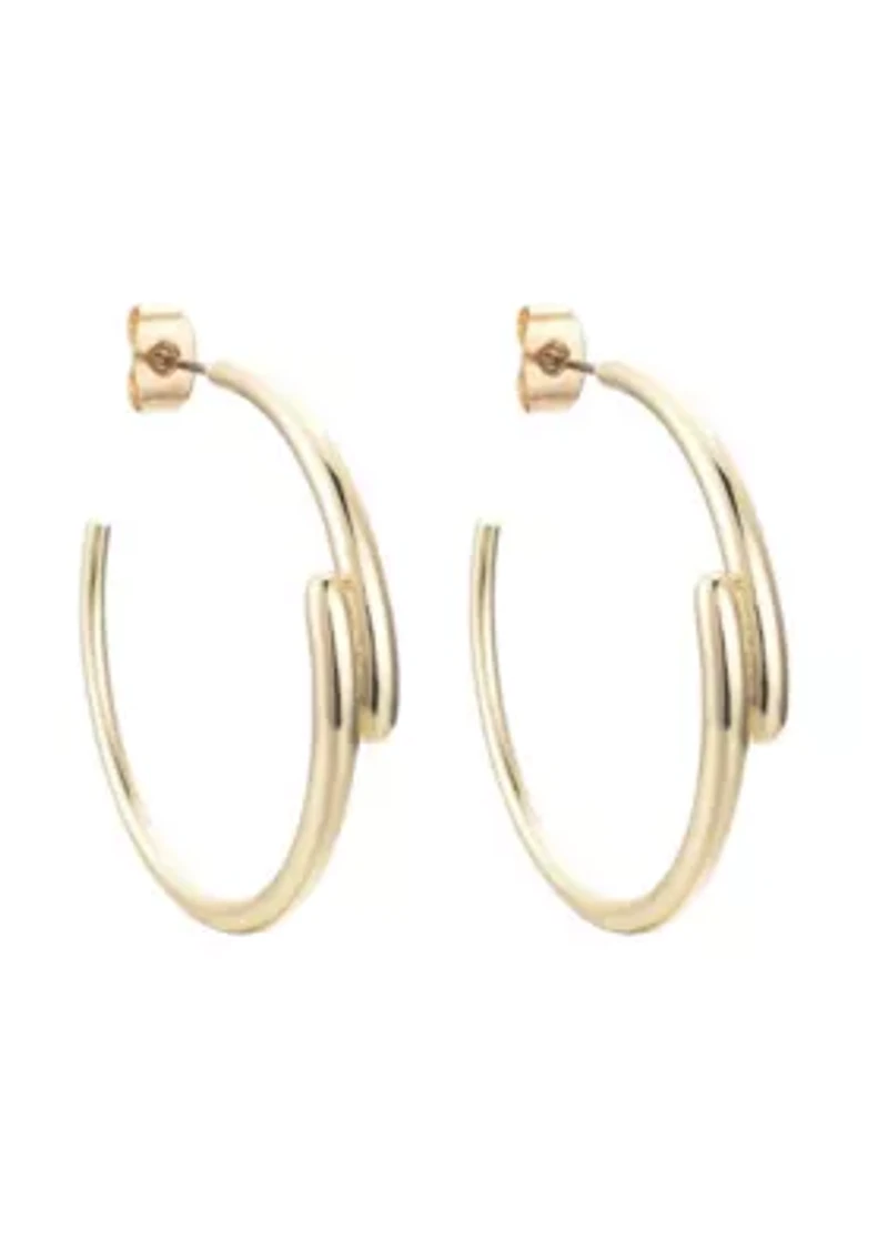 14k Gold Plated Overlapping Hoop Earrings