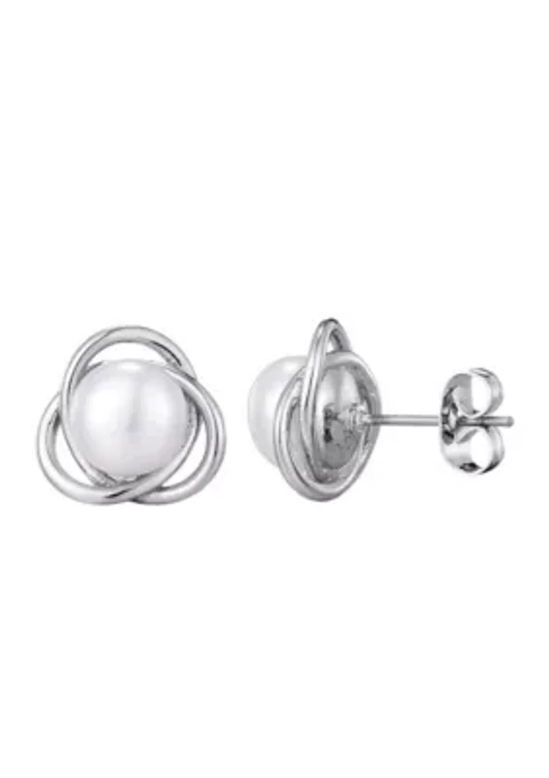Silver Plated Freshwater Pearl Stud Earrings