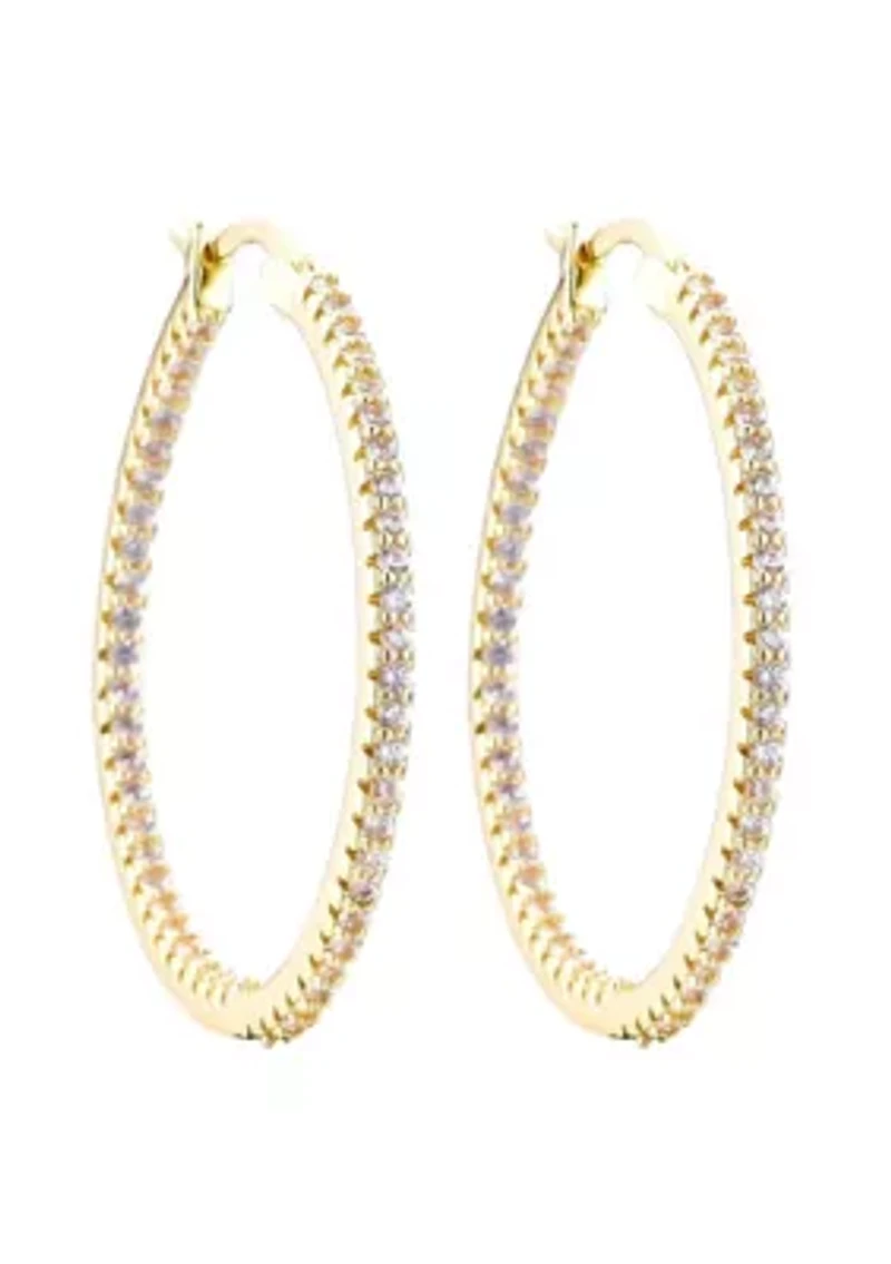 14k Gold Plated CZ Infinity Hoop Earrings