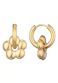 Tarnish Resistant 18k Gold Plated Flower Huggie Hoop Earrings