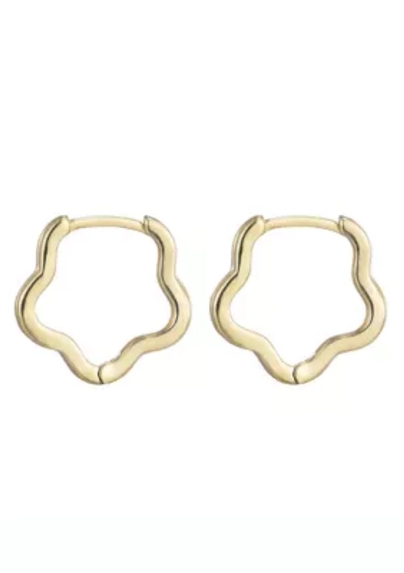 14k Gold Plated Flower Shaped Hoop Earrings