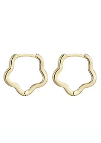 14k Gold Plated Flower Shaped Hoop Earrings