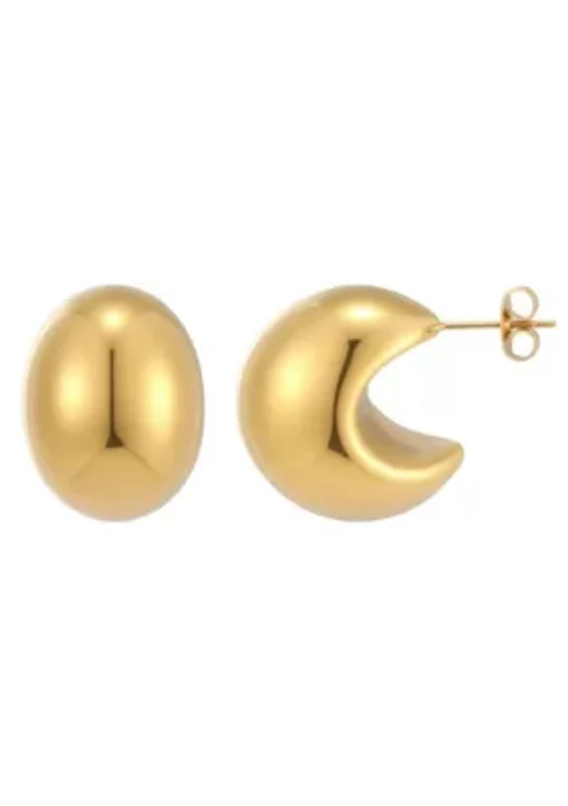 Tarnish Resistant Lightweight 18k Gold Plated Crescent Moon Statement Stud Earrings