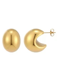 Tarnish Resistant Lightweight 18k Gold Plated Crescent Moon Statement Stud Earrings