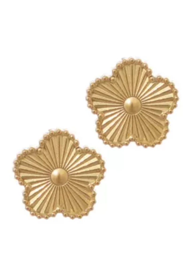 Tarnish Resistant 14k Yellow Gold Plated 5-Leaf Clover Stud Earrings