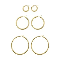 Tarnish Resistant 14k Gold Plated Hoop Earring Set
