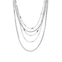 Rhodium Plated Layered Tennis Necklace
